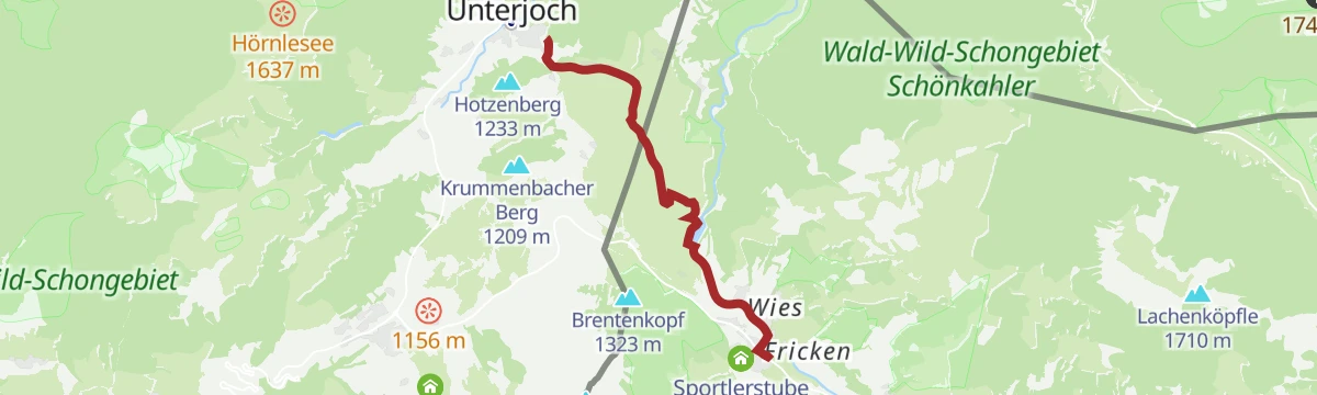 Route map: Schattwald - Unterjoch